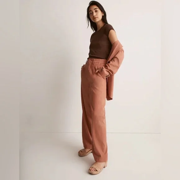 Madewell Neale Straight-Leg Drapeweave Pants 8 rose pink loose casual career - Picture 3 of 14